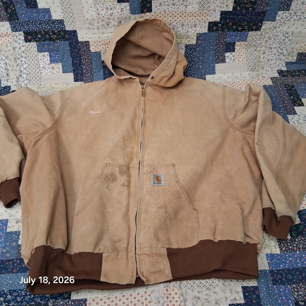 Vintage Carhartt JR106 Brown Canvas Thermal Lined Duck Canvas‎ Active Jacket 2XL